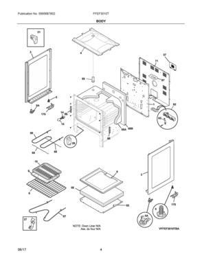 03 - BODY Diagram and Parts List for FFEF3010TWA  Frigidaire Range