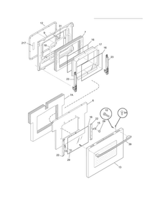 Oven Door Diagram and Parts List for FPEF4085KFD  Frigidaire Range