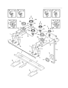 Burner Diagram and Parts List for E36DF7CGPS4  Electrolux Range