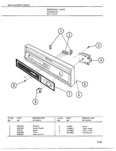 Dishwasher Diagram and Parts List for 1037B  Frigidaire Dishwasher