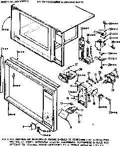 Latch Mechanism & Control Parts Diagram and Parts List for 5649907911  Kenmore Microwave