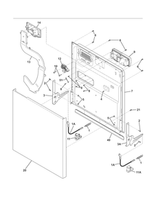 Door Diagram and Parts List for FGBD2445NW0A  Frigidaire Dishwasher