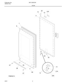 Door Diagram and Parts List for MFU12MOGW  Frigidaire Freezer