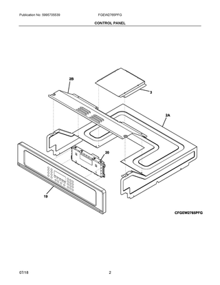 Control Panel Diagram and Parts List for FGEW2765PFG  Frigidaire Wall Oven