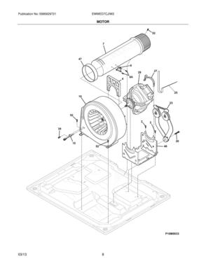 09 - MOTOR Diagram and Parts List for EWMED7CJIW2  Frigidaire Dryer