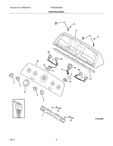 Control/Panel Diagram and Parts List for FHE35BZEMW0  Frigidaire Washer
