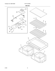 Shelves Diagram and Parts List for FFHT1814WW5  Frigidaire Refrigerator