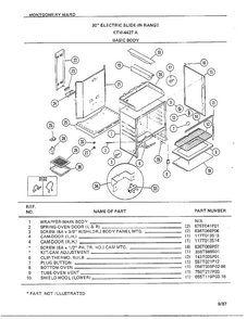 Basic Body Diagram and Parts List for 4427A  Frigidaire Range