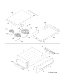 Top/drawer Diagram and Parts List for FFES3025PSC  Frigidaire Range