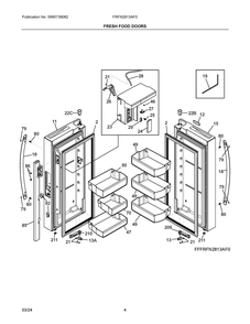 Fresh Food Doors Diagram and Parts List for FRFN2813AF0  Frigidaire Refrigerator