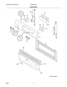 Backguard Diagram and Parts List for FFEF3016VSF  Frigidaire Range