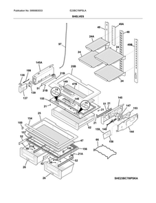Shelves Diagram and Parts List for E23BC78IPSLA  Electrolux Refrigerator