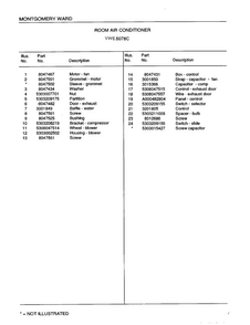 Room Air Conditioner Page 4 Diagram and Parts List for 5078C  Frigidaire Air Conditioner