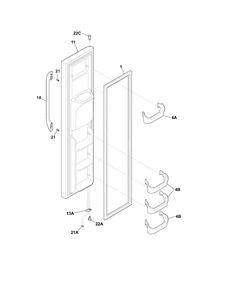Freezer Door Diagram and Parts List for FFHS2611LBK  Frigidaire Refrigerator