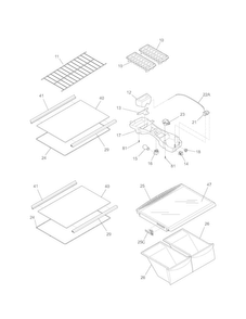 Shelves Diagram and Parts List for 25368882016  Kenmore Refrigerator