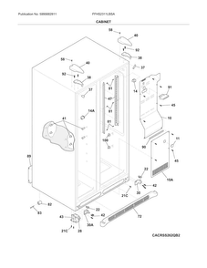 Cabinet Diagram and Parts List for FFHS2311LBSA  Frigidaire Refrigerator