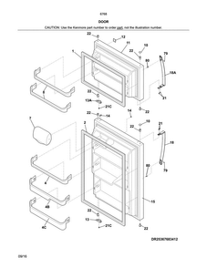 Doors Diagram and Parts List for 25367683413  Kenmore Refrigerator