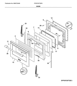 Door Diagram and Parts List for FPGF3077QFK  Frigidaire Range