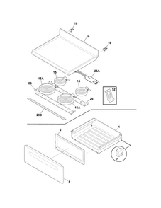 Top/drawer Diagram and Parts List for FFEF3017ZWE  Frigidaire Range