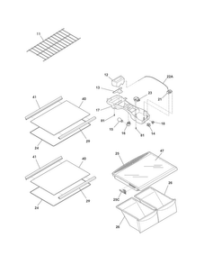 Shelves Diagram and Parts List for FRT18G2NW4  Frigidaire Refrigerator