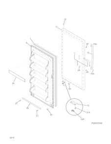 Door Diagram and Parts List for TFFU20F2QWA  Frigidaire Freezer