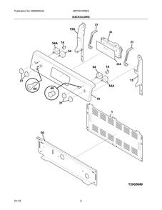 Backguard Diagram and Parts List for MFF3015RWA  Frigidaire Range