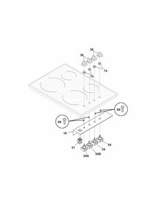 Controls Diagram and Parts List for 79042729700  Kenmore Cooktop
