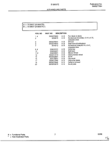 Air Handling Parts Page 2 Diagram and Parts List for 5138007E  Frigidaire Air Conditioner