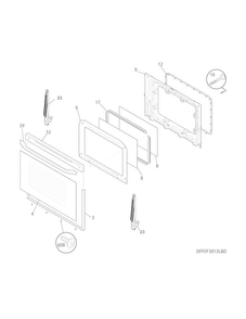 Door Diagram and Parts List for FFGF3017LWG  Frigidaire Range