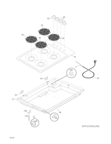 Main Top Diagram and Parts List for FFLC3005LWB  Frigidaire Cooktop
