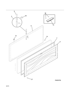 Door Diagram and Parts List for 25312912410  Kenmore Freezer