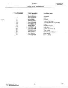 Cabinet Front And Wrapper Page 2 Diagram and Parts List for 5146002A  Frigidaire Air Conditioner