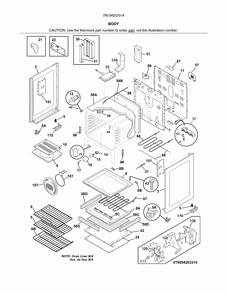 Body Diagram and Parts List for 79094203314  Kenmore Range