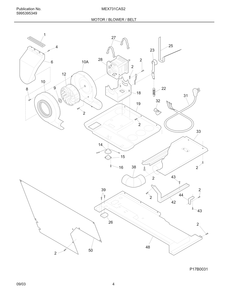 Motor / Blower / Belt Diagram and Parts List for MEX731CAS2  Frigidaire Dryer