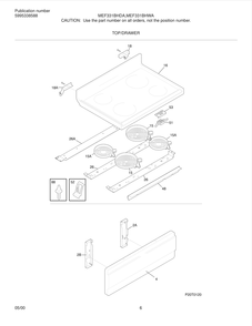 Top/Drawer Diagram and Parts List for MEF331BHWA  Frigidaire Range
