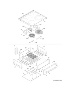 Top/drawer Diagram and Parts List for EI30EF45QSB  Electrolux Range