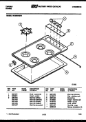 COOKTOP PARTS Diagram and Parts List for 14-3038-08-01  Tappan Cooktop
