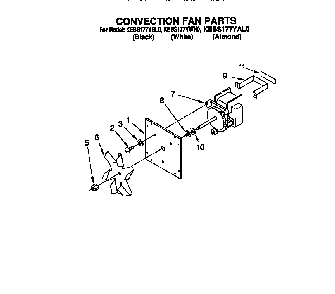 Convection Fan Diagram and Parts List for KEBS177YBL0  Frigidaire Wall Oven