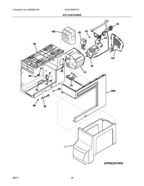 09 - ICE CONTAINER Diagram and Parts List for DGHX2655TF0  Frigidaire Refrigerator