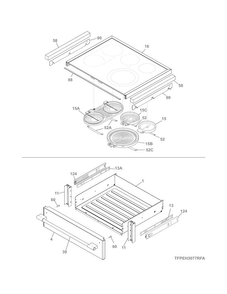 Top/drawer Diagram and Parts List for FPEH3077RFA  Frigidaire Range