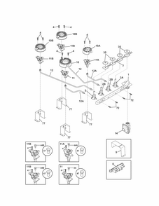 Burner Diagram and Parts List for 79032419901  Kenmore Cooktop