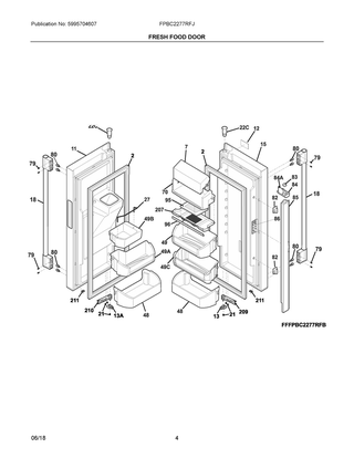 Fresh Food Door Diagram and Parts List for FPBC2277RFJ  Frigidaire Refrigerator