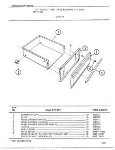 Utility Diagram and Parts List for 8488A  Frigidaire Range
