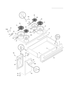 Top/drawer/small Door Diagram and Parts List for FFEF4005LWC  Frigidaire Range