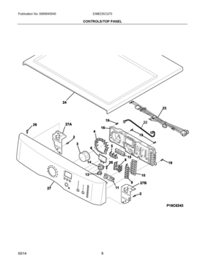 04 - CONTROLS/TOP PANEL Diagram and Parts List for EIMED5CQT0  Frigidaire Dryer