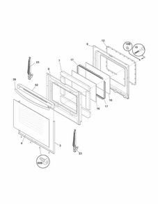 Door Diagram and Parts List for 79091322210  Kenmore Range