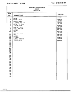 Room Air Conditioner Page 10 Diagram and Parts List for 5277A  Frigidaire Air Conditioner