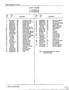 Chest Freezer Page 2 Diagram and Parts List for 85059B  Frigidaire Freezer