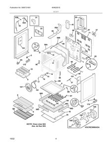 Body Diagram and Parts List for 40462051E  Frigidaire Range