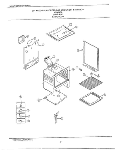 30` Floor Basic Body Diagram and Parts List for 2438A  Frigidaire Range